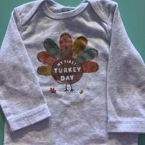 Gray and Brown Turkey Day Baby shirt